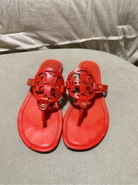 Tory Burch Red Miller Leather Thong Sandals
